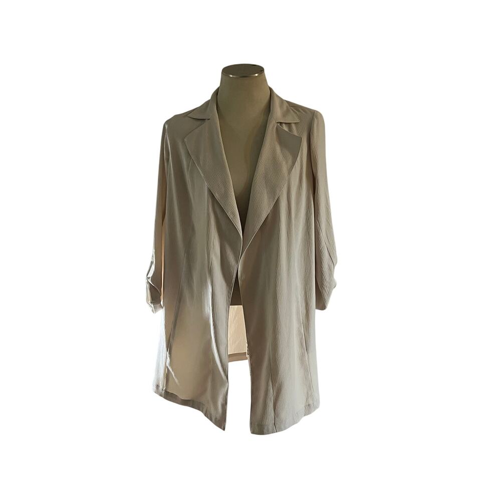 J Jill Textured Cream Wearever Open Cardigan Duster Jacket Sz S Casual Comfort